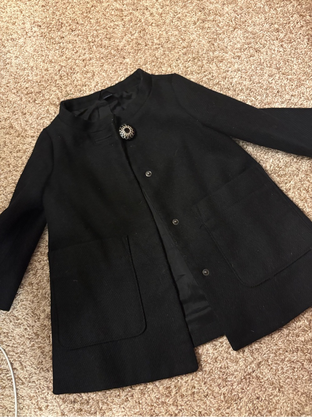 GAP Black Girls' Pea Coat with Decorative Button